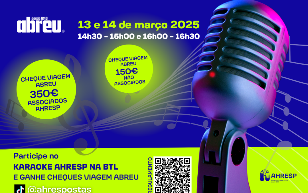 Ganhe Cheques Viagem Abreu no Concurso de Karaoke que vai lançar o TikTok da AHRESP na BTL